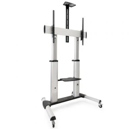 Tooq FS20300M-B Soporte de Suelo con Ruedas Inclinable Ajustable para TV 60-100" hasta 100kg con Bandejas DVD y Webcam